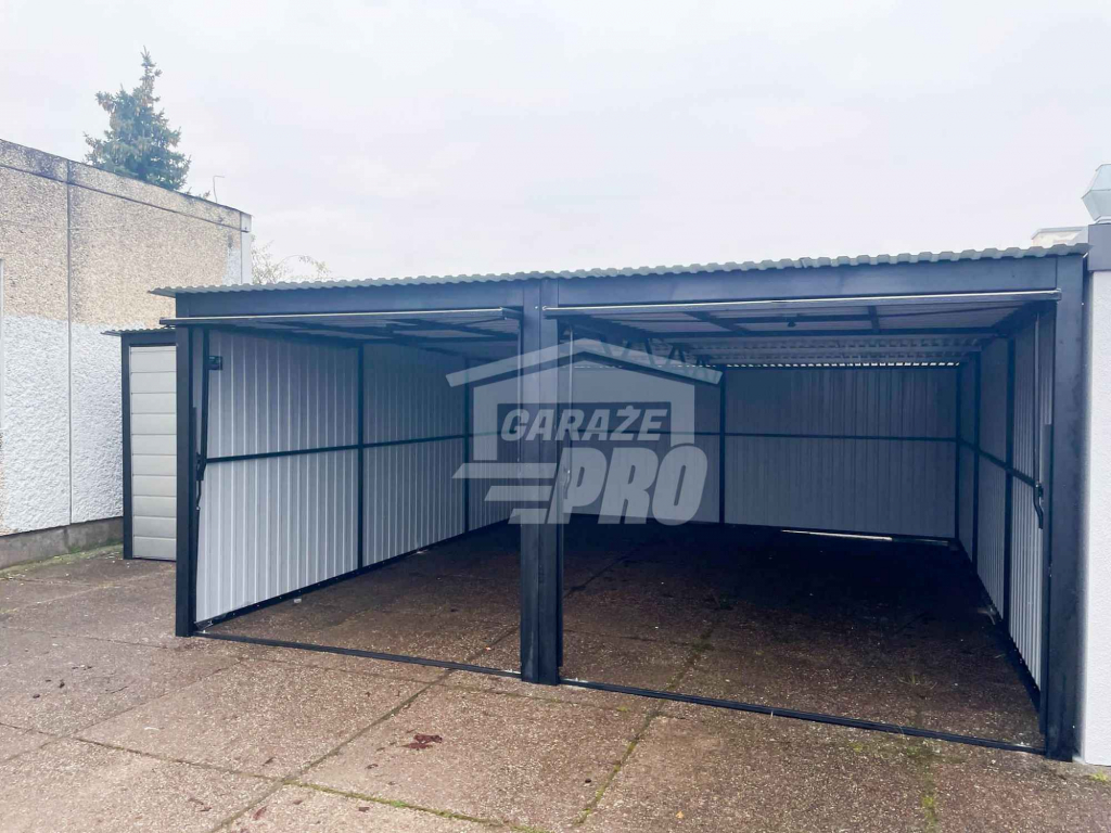 Garaż Blaszany 6x6 - 2x Brama uchylna - Antracyt Jasny Srebrny GP257 Rawa Mazowiecka - zdjęcie 3
