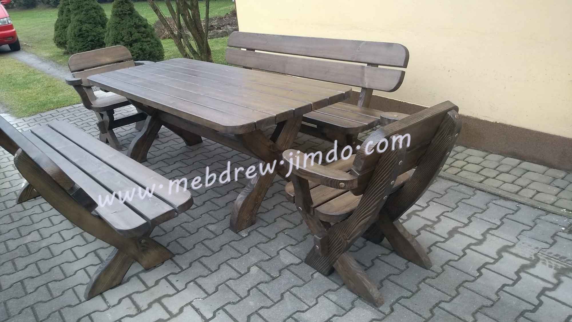 Stół meble ogrodowe drewniane ławki i fotele zestaw antracyt Tokarnia - zdjęcie 6