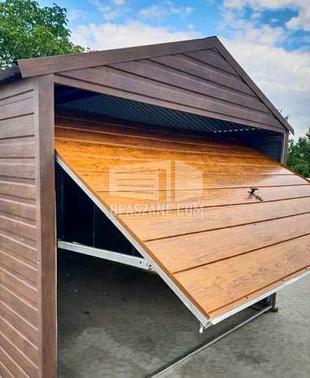 Garaż Blaszany 3x5 - Brama uchylna drewnopodobny dach dwuspadowy BL132 Bełchatów - zdjęcie 5