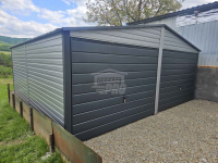 Garaż blaszany 6x6 - 2x Brama brudny biały Dach dwuspadowy GP593 Łańcut - zdjęcie 4