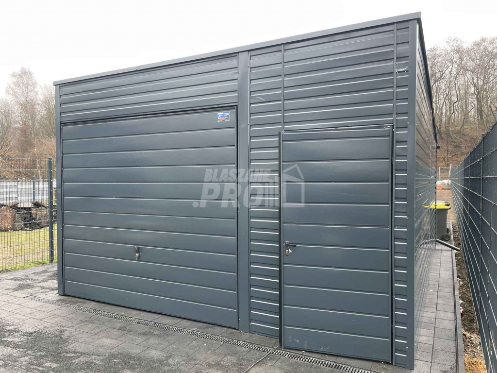 Garaż blaszany 4,5x6  antracyt drzwi +  okno   Dach spad w tył GP109 Gdynia - zdjęcie 3