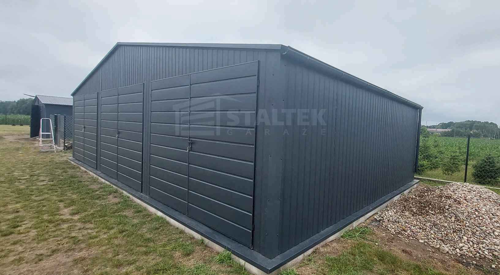 Garaż blaszany 10x6m - 3x Brama - Rynny - Antracyt - Dach ST179 Stargard - zdjęcie 4