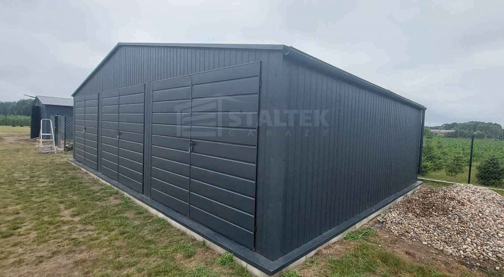 Garaż blaszany 10x6m - 3x Brama - Rynny - Antracyt - Dach ST179 Stargard - zdjęcie 4