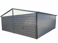 Garaż Blaszany 6x6 - 2x Brama - Antracyt + Biały dach dwuspadowy TS541 Żnin - zdjęcie 1