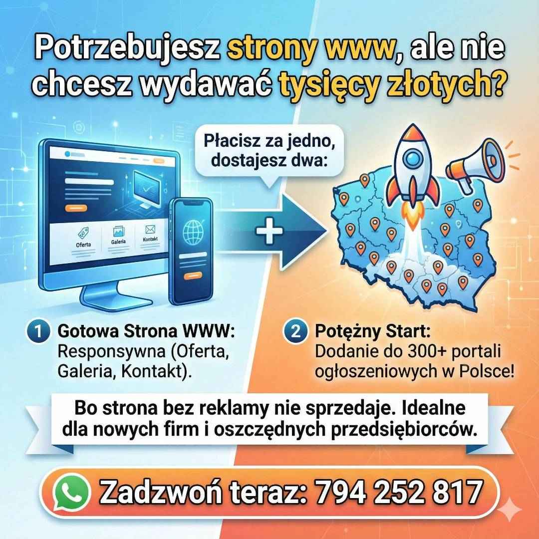 HIT: Strona WWW + Reklama w 300 miejscach! | Dodawanie OGŁOSZEŃ Nowa Huta - zdjęcie 1