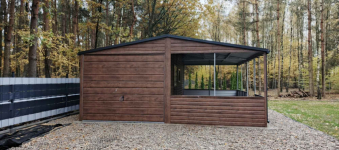 Garaż Blaszany z wiatą oblachowaną 6×5 Ciemny Orzech, Drzwi, Okno Tczew - zdjęcie 4