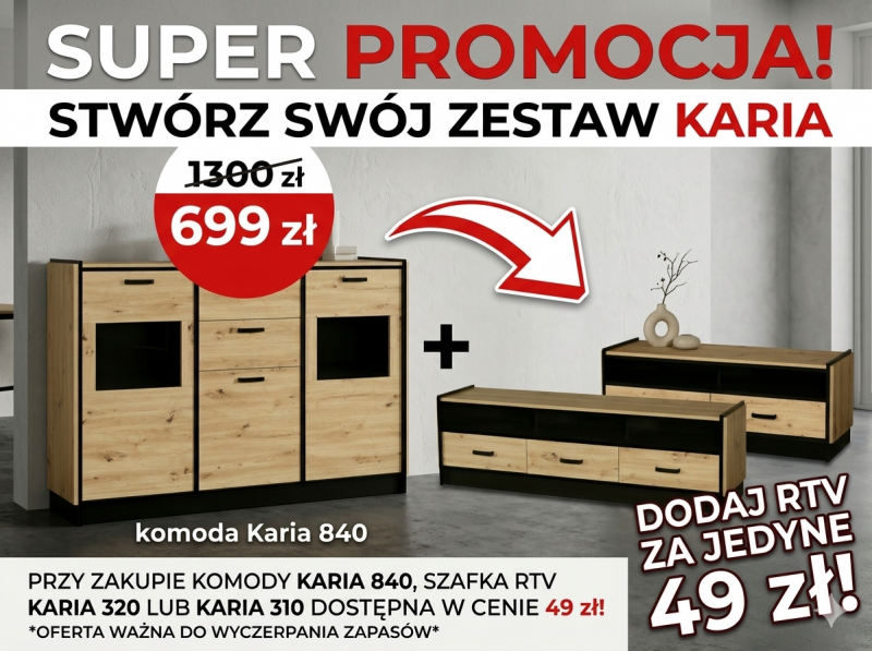 Przy zakupie komody Karia 840 szafka rtv Karia  za jedyne 49zł Zabrze - zdjęcie 1