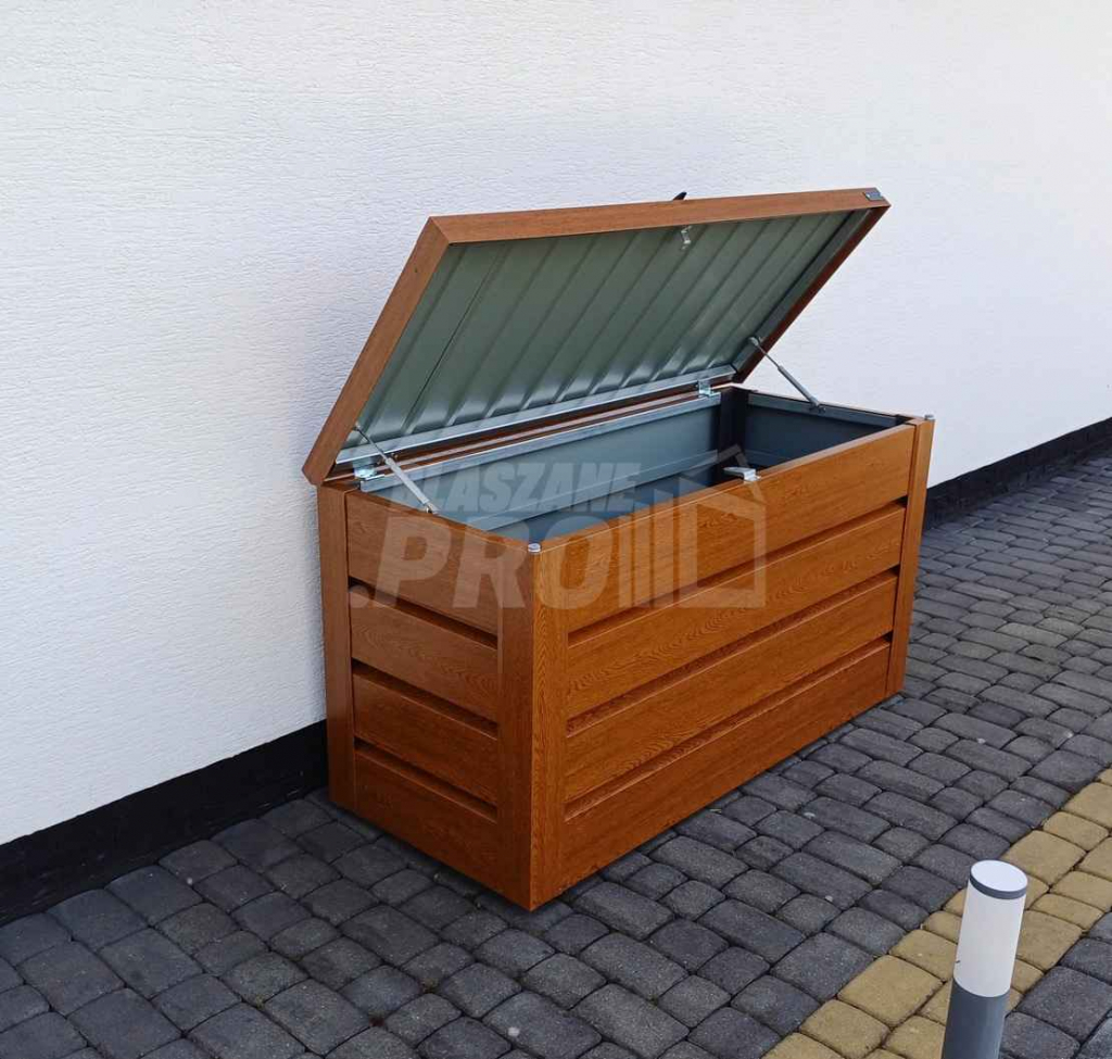 Skrzynia ogrodowa metalowa kufer 150x60x70cm  złoty dąb GP348 Przemyśl - zdjęcie 7