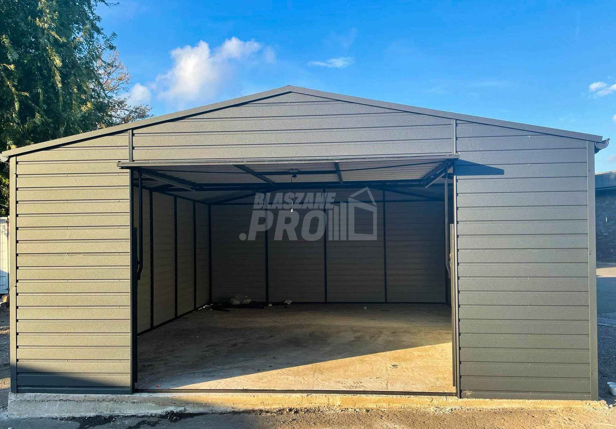 Garaż blaszany 5x7 Brama + drzwi  Antracyt  Dach dwuspadowy GP106 Rawa Mazowiecka - zdjęcie 3