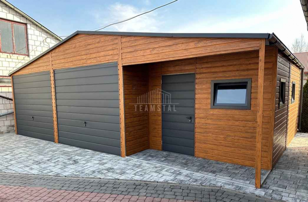 Garaż blaszany 9,5x6m wnęka 2x brama drzwi 3x okno rynny dach TS1147 Nowy Sącz - zdjęcie 4