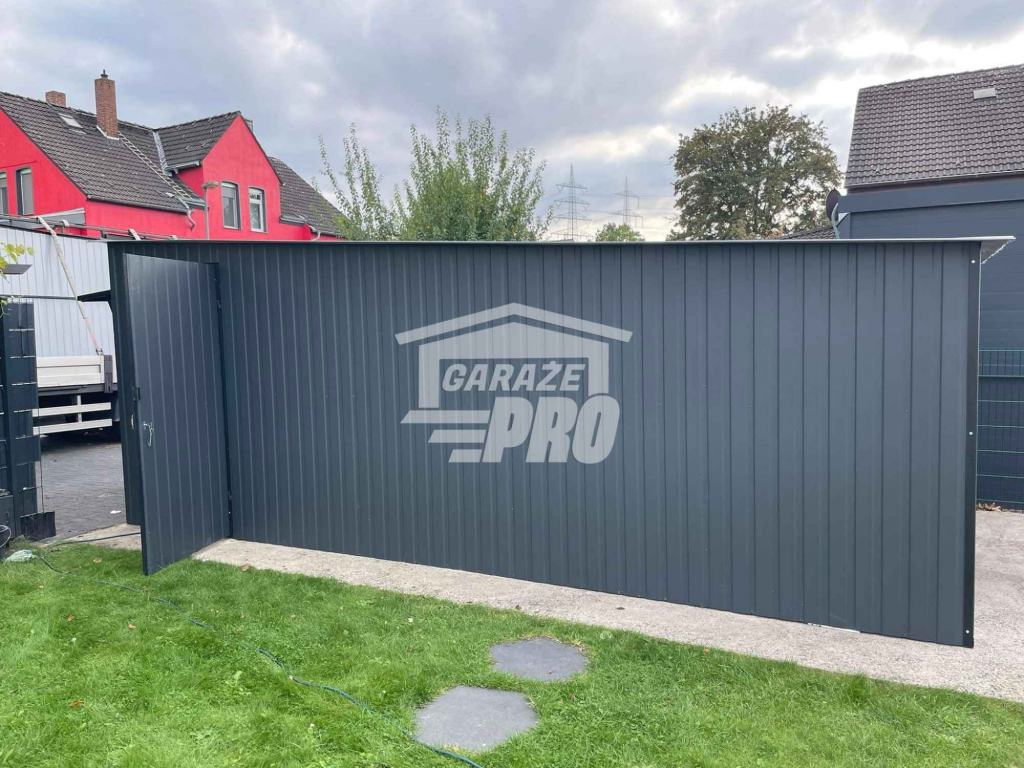 Garaż blaszany 3x6,5 brama uchylna antracyt Dach spad w tył GP243 Inowrocław - zdjęcie 6
