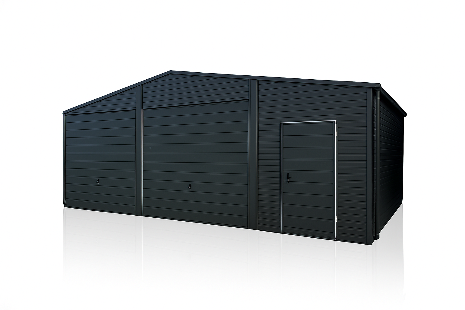 Garaż blaszany dwustanowiskowy 8x6 dwuspadowy, Bramy uchylne, Grafit Katowice - zdjęcie 1