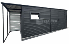 Schowek - Domek Ogrodowy 5x2m + wiata 1m  Drzwi  okno dach ST127