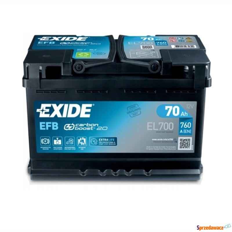 Akumulator Exide Efb Start&amp;Stop 70Ah 760A EL700 Prawy Plus Łomża - zdjęcie 1