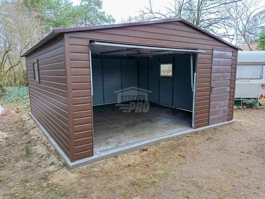 Garaż blaszany 5,5x6m Brama uchylna  drzwi drewnopodobny - dach GP520 Mrągowo - zdjęcie 4