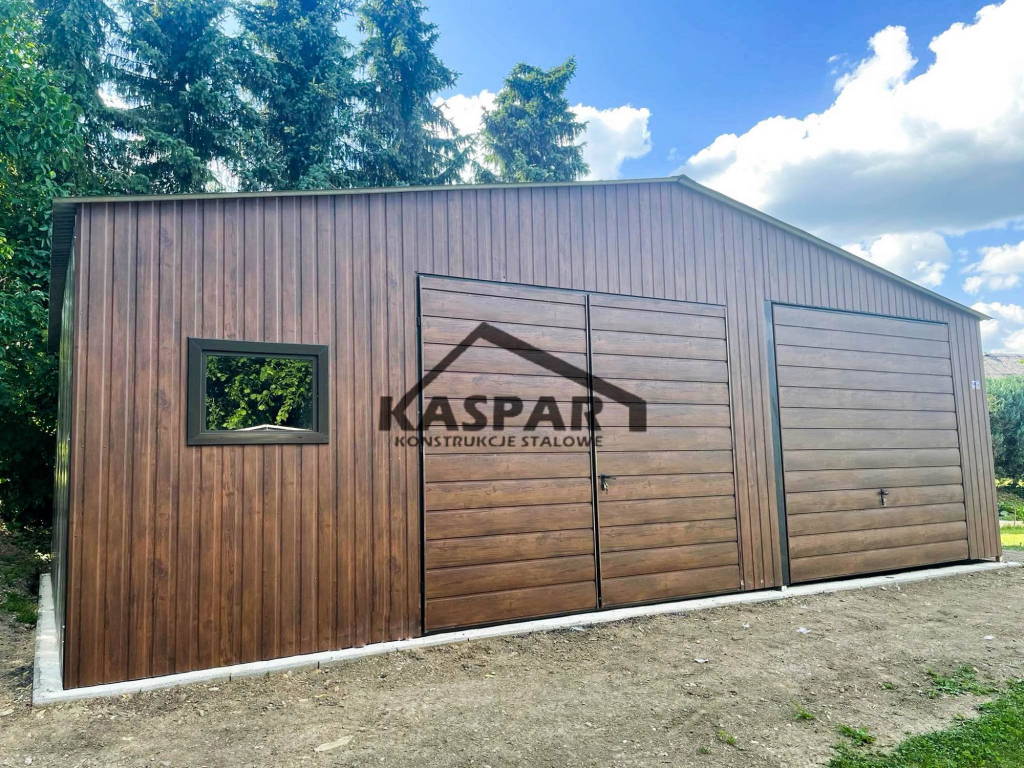 Garaż blaszany 9x6 2x Brama okno  drewnopodobny  Dach dwuspadowy GP139 Grzybowo - zdjęcie 3