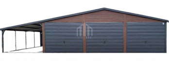 Garaż blaszany 9x4m + wiata 3m - 3x brama uchylna drzwi rynny SO108