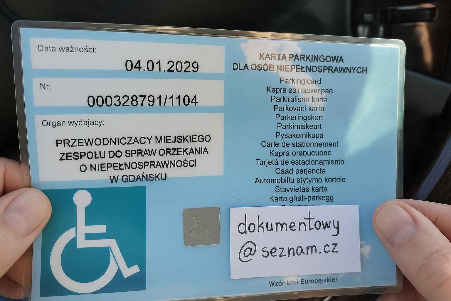 Karta Parkingowa Dla Osób Niepełnosprawnych Oryginał Bemowo - zdjęcie 1