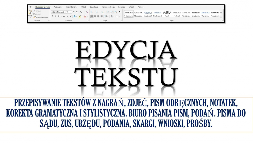 Edycja tekstu w wordzie, na komputerze, przygotowanie, sprawdzenie, Psie Pole - zdjęcie 1
