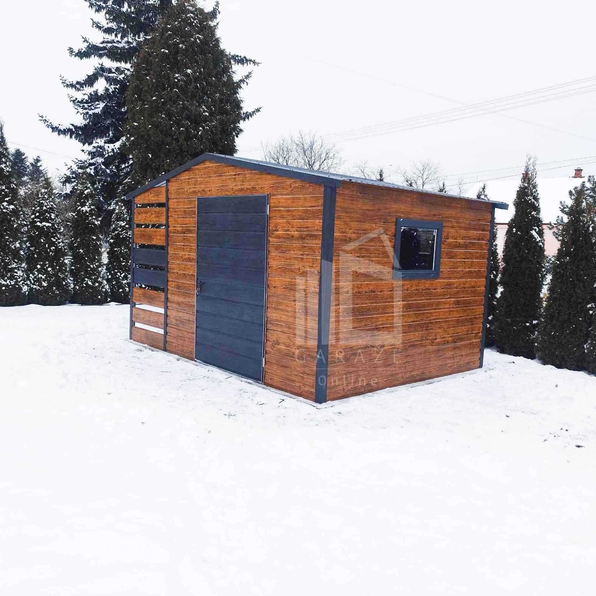 Domek Ogrodowy - Schowek Garaż 2x2 + wiata 1x2 drewnopodobny ID435 Morąg - zdjęcie 7