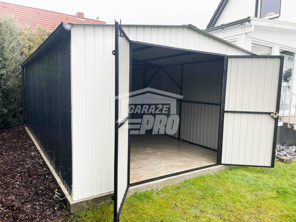 Garaż blaszany 4x6 Brama dwuskrzydłowa Biały  Dach dwuspadowy GP81 Gdańsk - zdjęcie 2