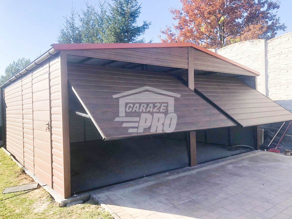 Garaż blaszany 6x6 2x Brama  drewnopodobny  Dach dwuspadowy GP111 Stare Miasto - zdjęcie 2