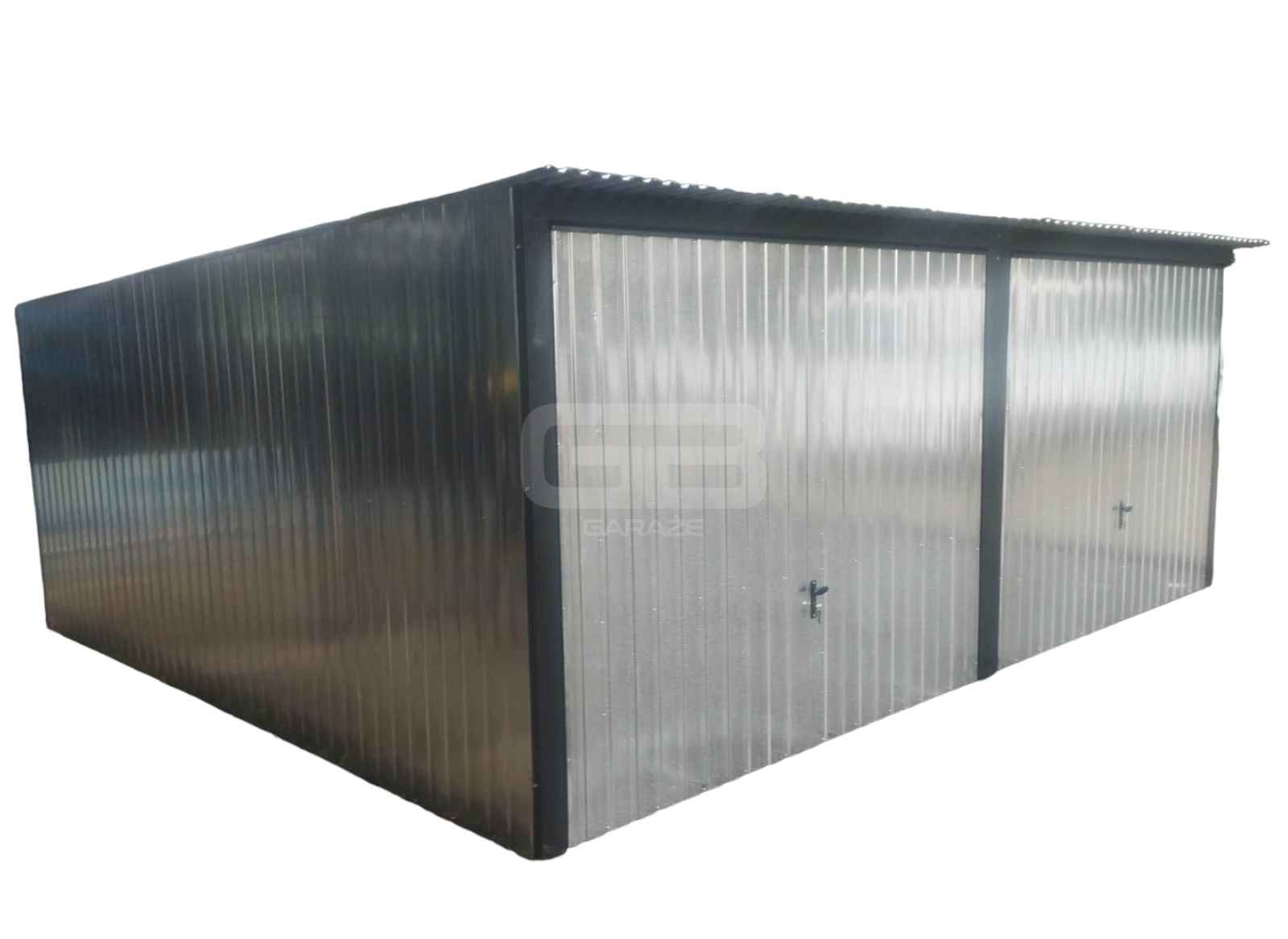 Garaż blaszany 6x5 2x Brama uchylna ocynk  spad w tył GB177 Augustów - zdjęcie 1