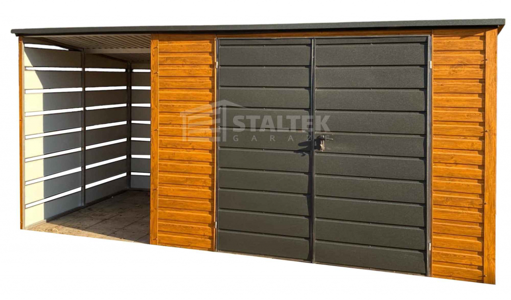 Schowek - Domek Ogrodowy 3x2m + wiata 1,5m Brama dach ST132 Konin - zdjęcie 1