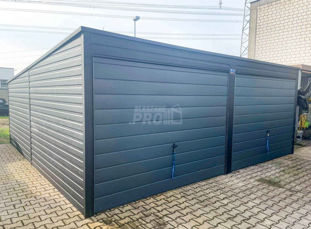 Garaż blaszany 6x6 2x Brama uchylna Antracyt Dach spad w tył  GP279 Lidzbark Warmiński - zdjęcie 3