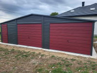 Garaż Blaszany 9x5 Dwuspadowy Grafit MAT + Wiśnia Montaż Gratis