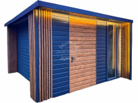 Schowek - Domek ogrodowy PREMIUM 3x3m + wiata  Dekor z lameli  ID901