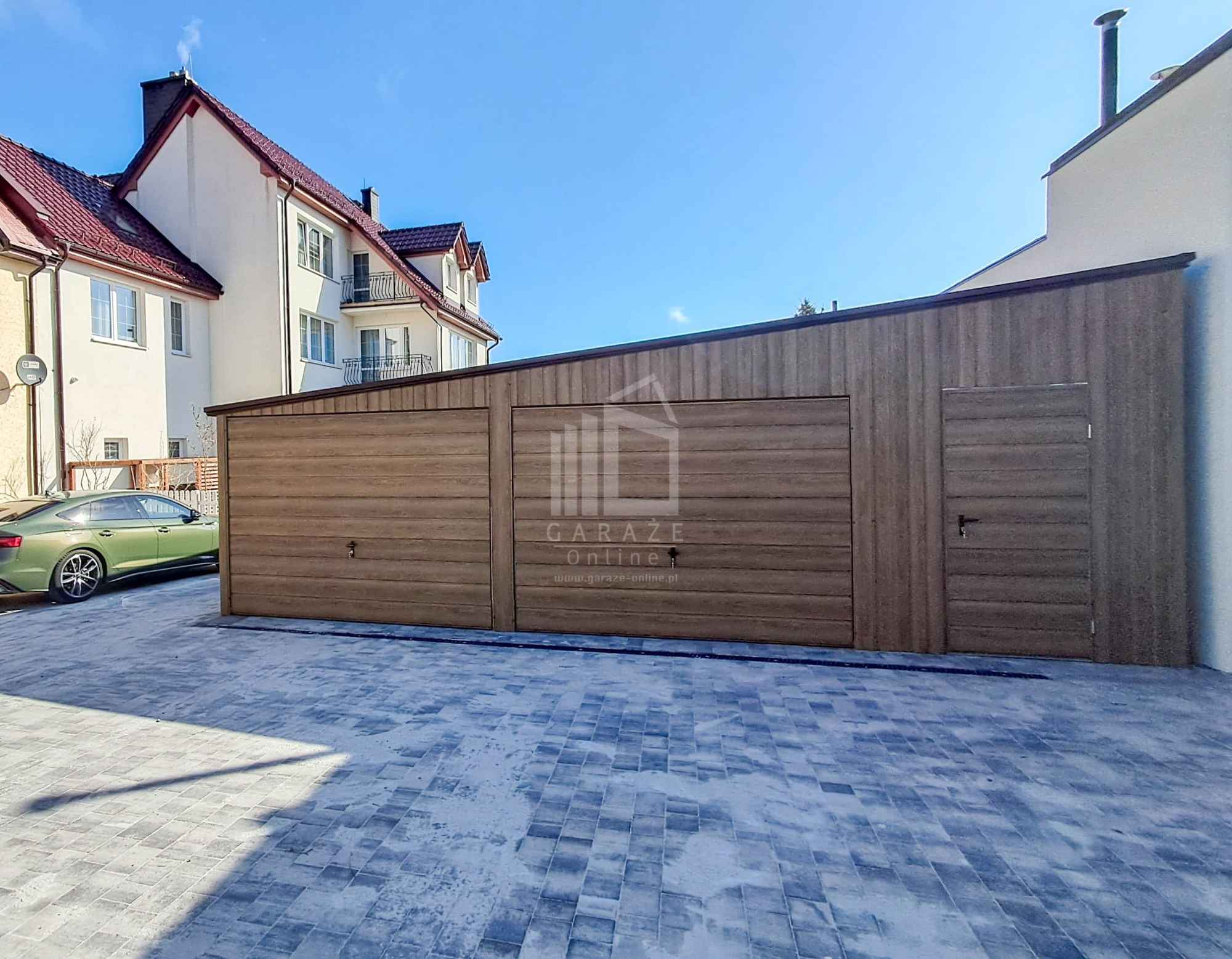 Garaż blaszany 8x6m 2x brama okno drzwi drewnopodobny dach rynna ID989 Dobre Miasto - zdjęcie 5