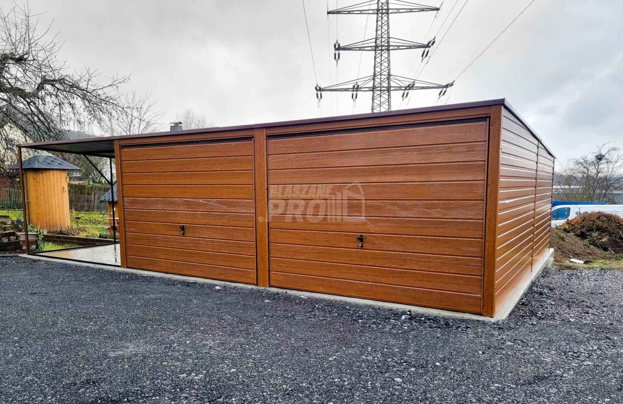 Garaż blaszany 6x6 + 3x6 wiata  Brama uchylna x2 spad w tył GP132 Nowy Sącz - zdjęcie 4