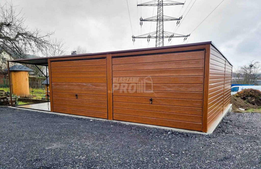 Garaż blaszany 6x6 + 3x6 wiata  Brama uchylna x2 spad w tył GP132 Nowy Sącz - zdjęcie 4