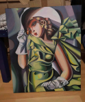 Tamara Łempicka- W kapeluszu- obraz akrylowy, rękodzieło 50 na 70 cm Praga-Południe - zdjęcie 2