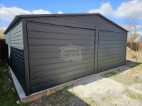 Garaż blaszany 6x6 - 2x Brama Antracyt Dach dwuspadowy GP592 Sanok - zdjęcie 3