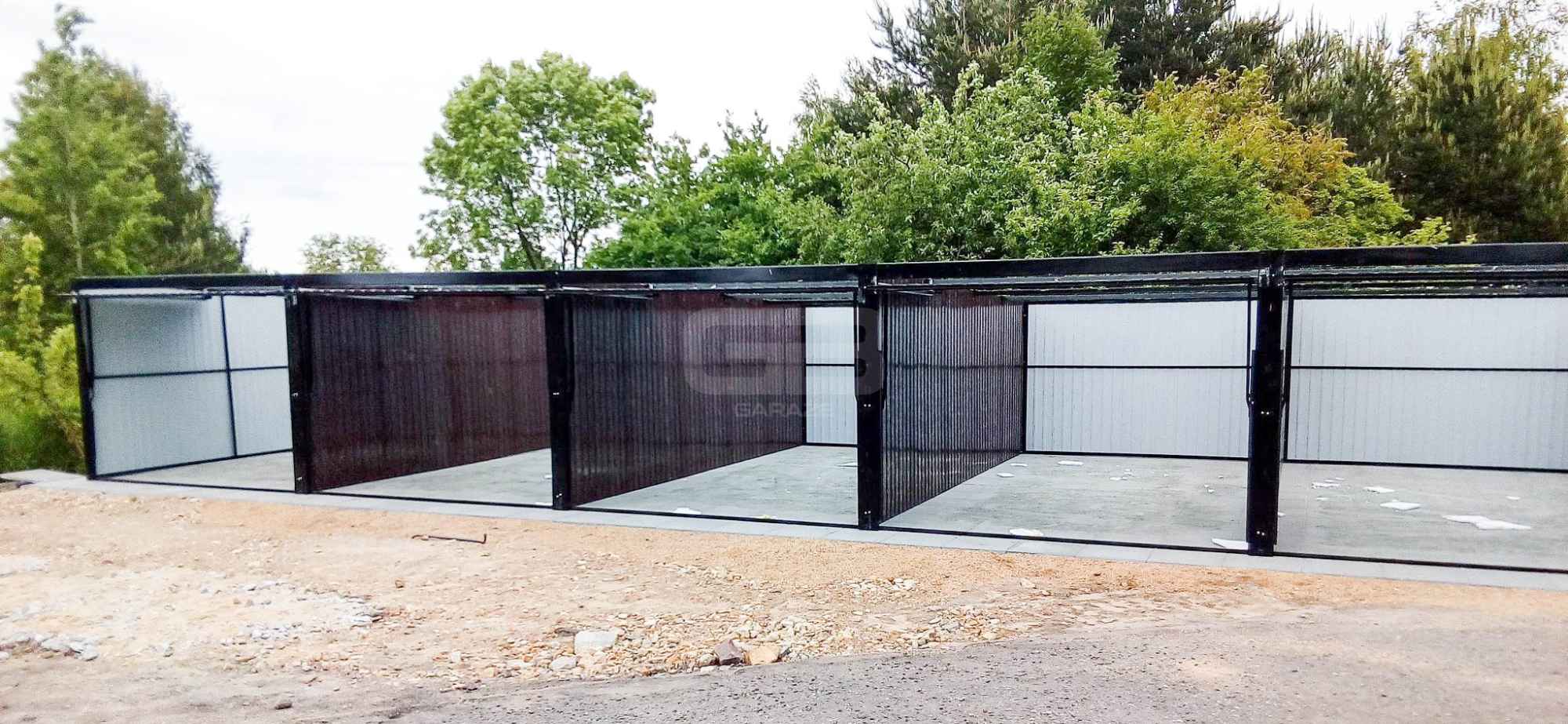 Garaż blaszany 18x5 - Brama uchylna - Ciemny brąz Dach  GB187 Miastko - zdjęcie 4