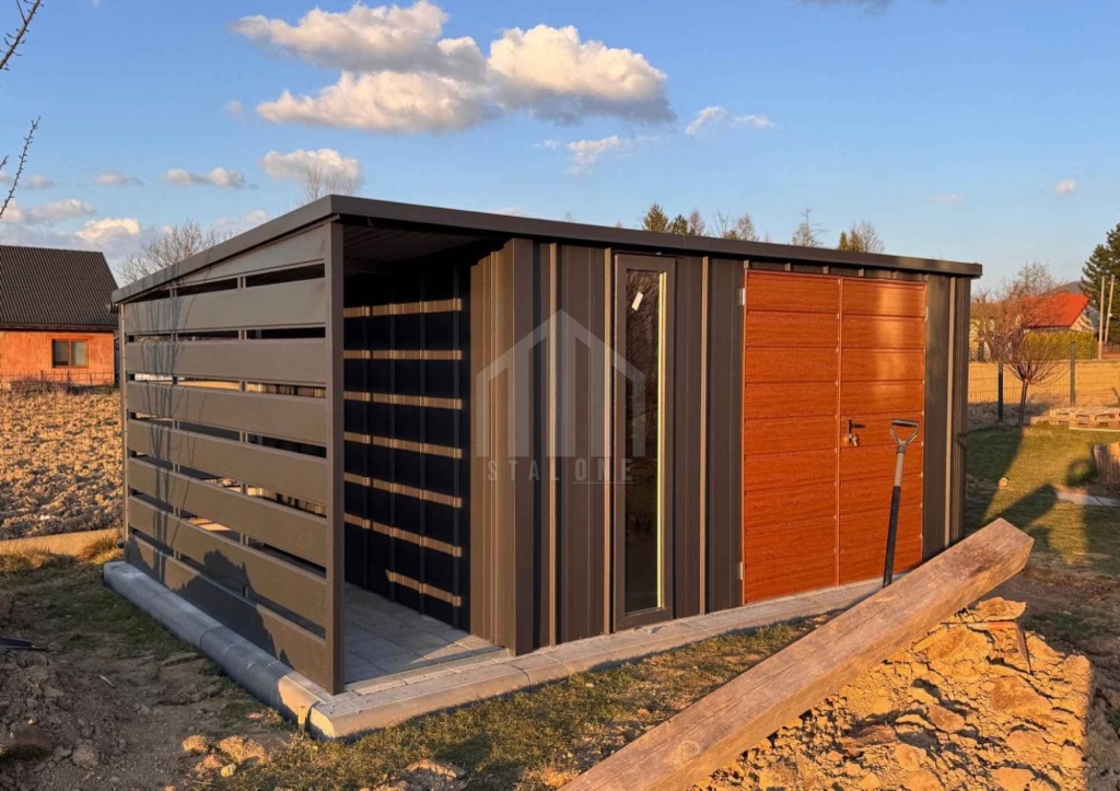 Schowek Domek 5x4 m + wiata 1 m brama okno blacha na rąbek SO210 Tczew - zdjęcie 4