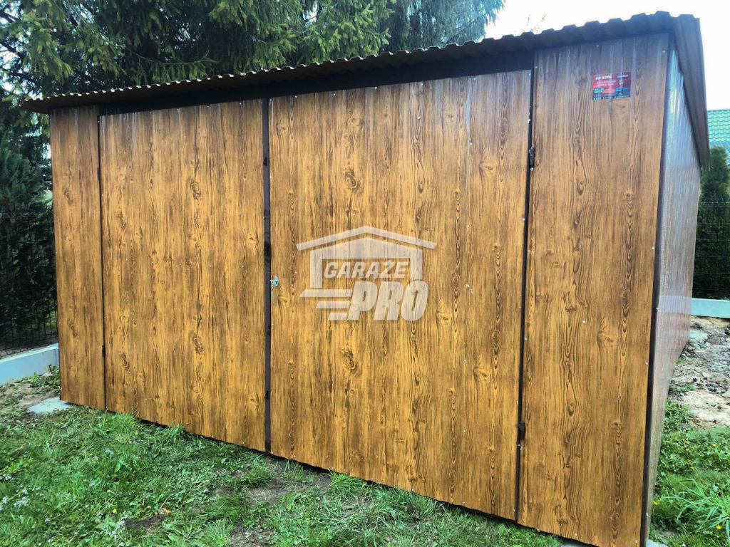 Garaż blaszany 4x6 Brama Drewnopodobny  Dach spad w tył  GP110 Jelenia Góra - zdjęcie 2