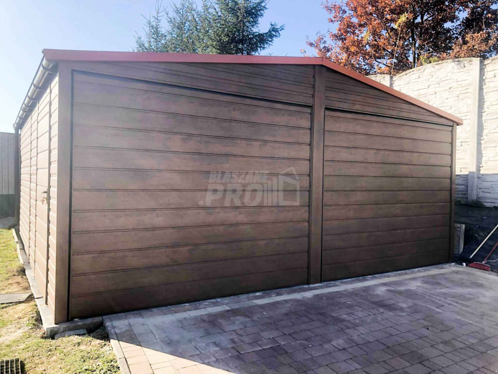 Garaż blaszany 6x6 2x Brama drzwi drewnopodobny Dach dwuspadowy GP111 Miastko - zdjęcie 8