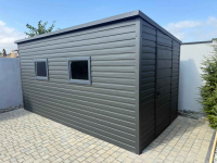 Domek ogrodowy narzędziowy 2.5×5 spad na prawo ciemny Grafit MAT