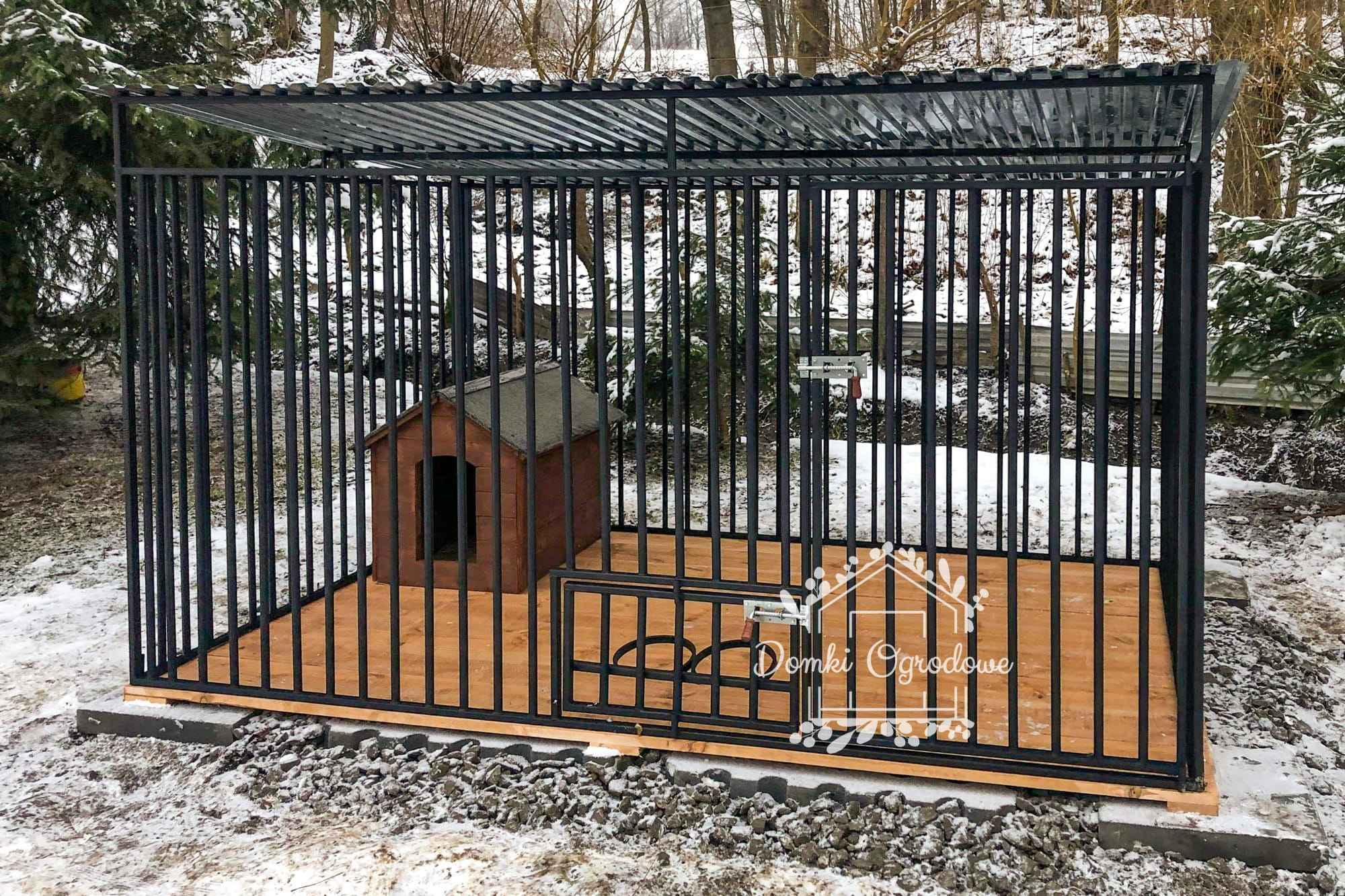 Kojec dla Psów 3x2m Drewniana podłoga - Uchwyt na miski ID601 Konin - zdjęcie 4