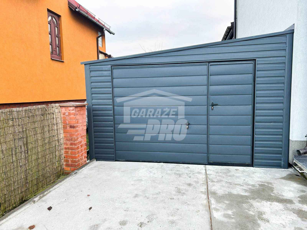 Garaż Blaszany 4x6  Brama uchylna Drzwi Antracyt dach Spad w bok GP252 Szczecin - zdjęcie 4
