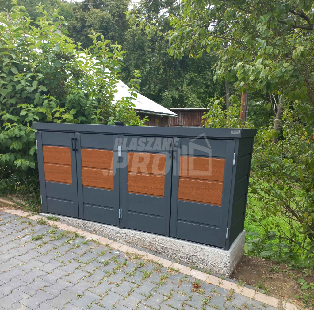 Zabudowa koszy na śmieci wiata śmietnikowa 235x65x110 cm 4x120L GP340 Białogrądy - zdjęcie 2
