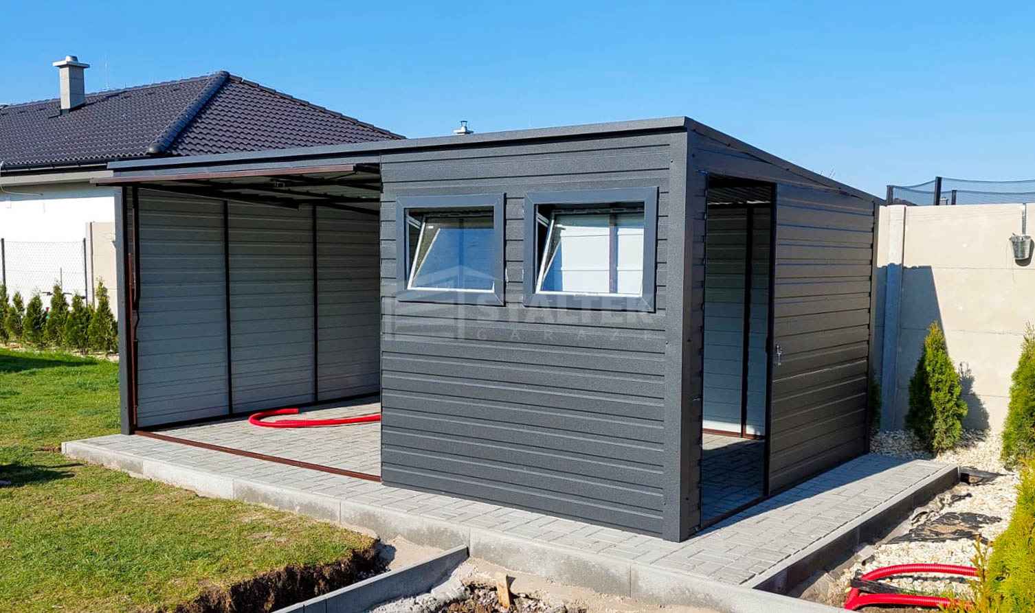 Garaż Blaszany 5,2X3 - Brama Uchylna - Drzwi - 2x okno  ST217 Kwidzyn - zdjęcie 3