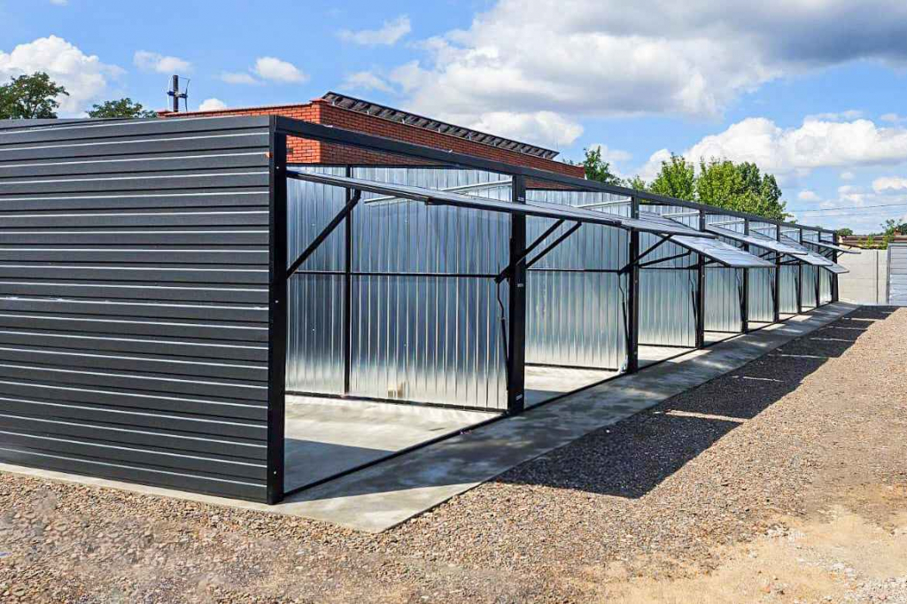 Rząd garaży 24x5m + wiata 2m 8x brama uchylna  dach spad w przód GP488 Dobre Miasto - zdjęcie 4