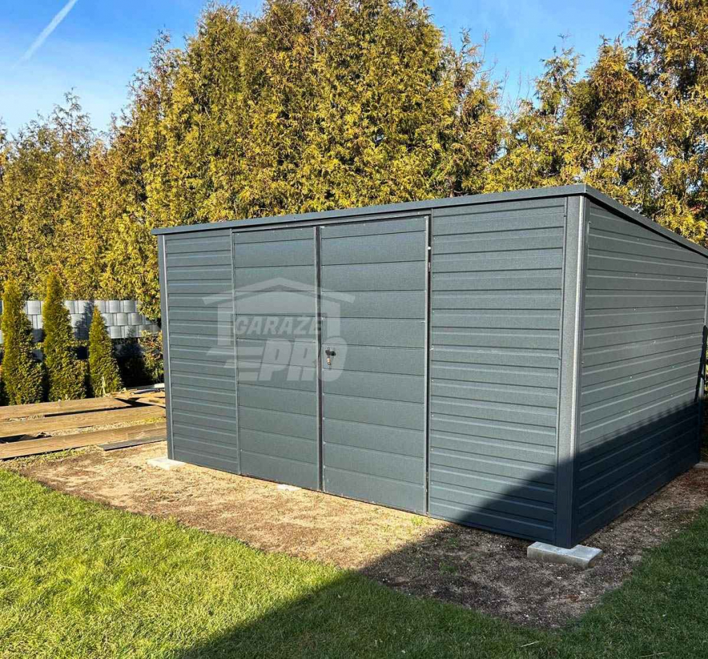 Domek Ogrodowy - Schowek 4 x 2,5 Brama Antracyt dach Spad w tył GP261 Miastko - zdjęcie 4