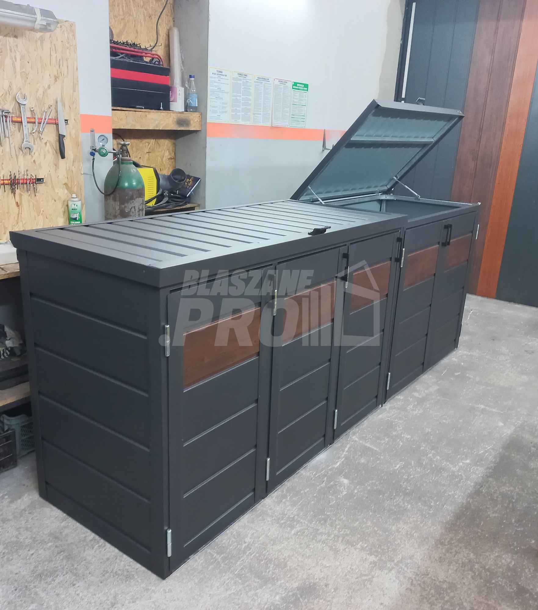 Zabudowa koszy na śmieci wiata śmietnikowa 345x80x120 cm 5x240L GP343 Iława - zdjęcie 5