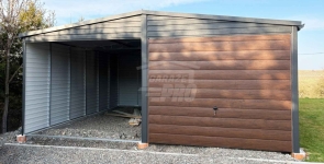 Garaż blaszany 6x6 m - 2x brama ściana działowa dach rynny GP744 Nysa - zdjęcie 2