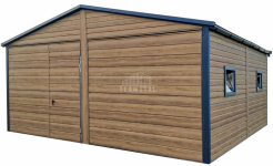 Garaż blaszany 6x5,8 2x Brama Okna PCV Drzwi Rynny Blachodach TS1066